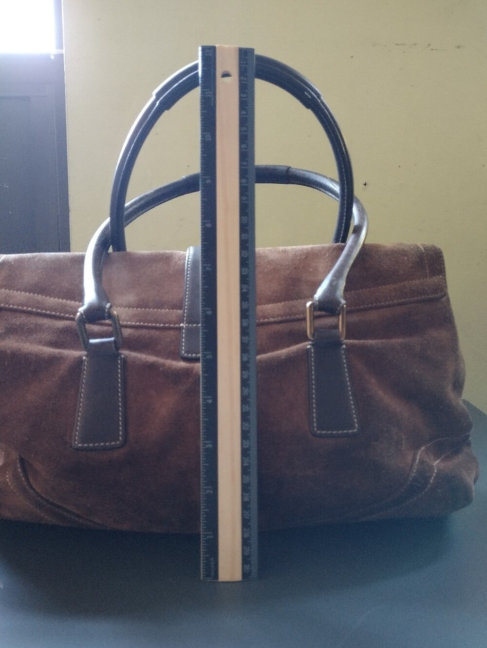 COACH Brown Suede Leather Accent Satchel Bag - Picture 8 of 10